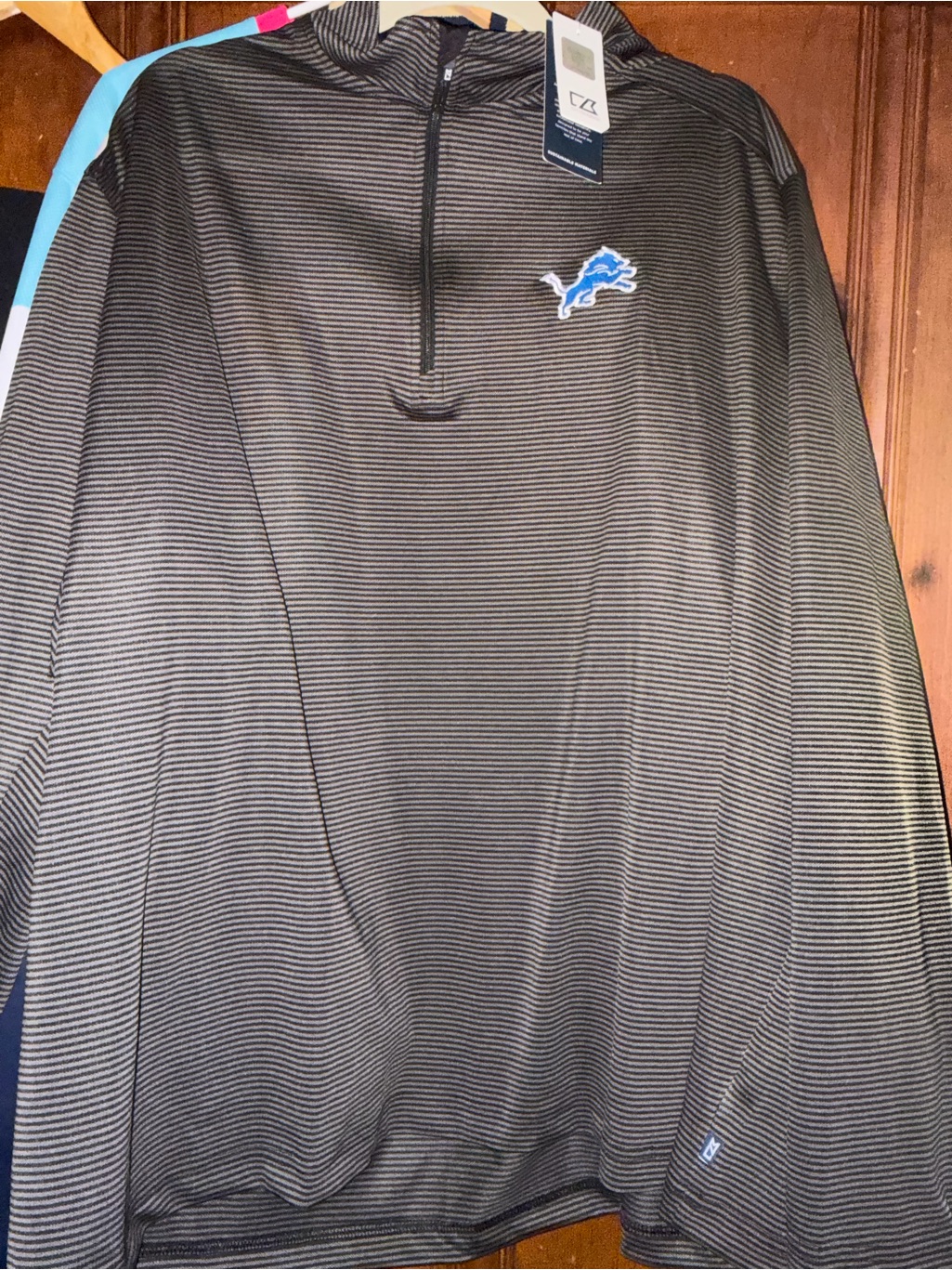 Cutter & Buck Black And Gray Striped 1/4 Zip Pullover